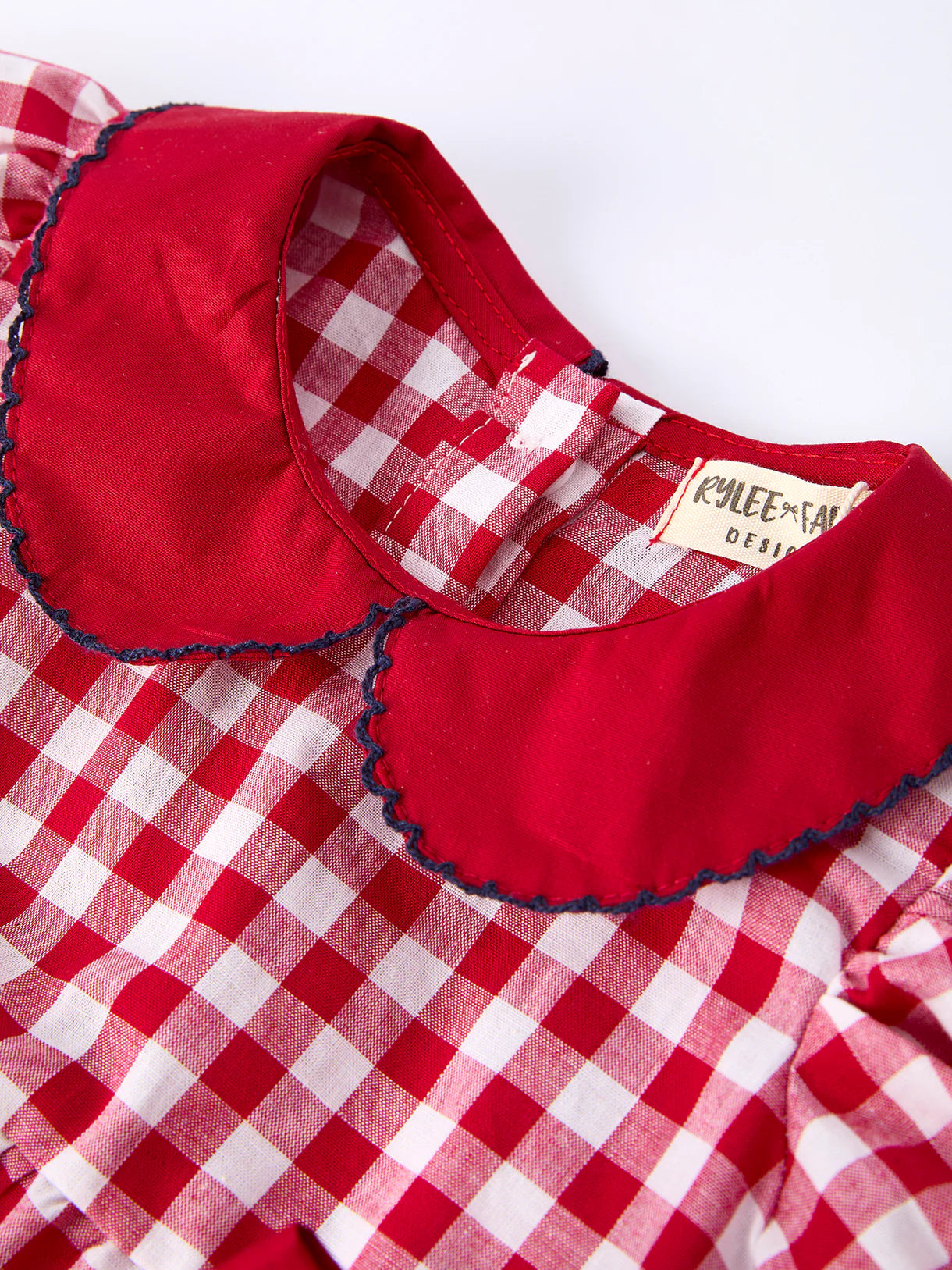 4th of July Flag Plaid Girls Peter Pan Collar Romper with Bow