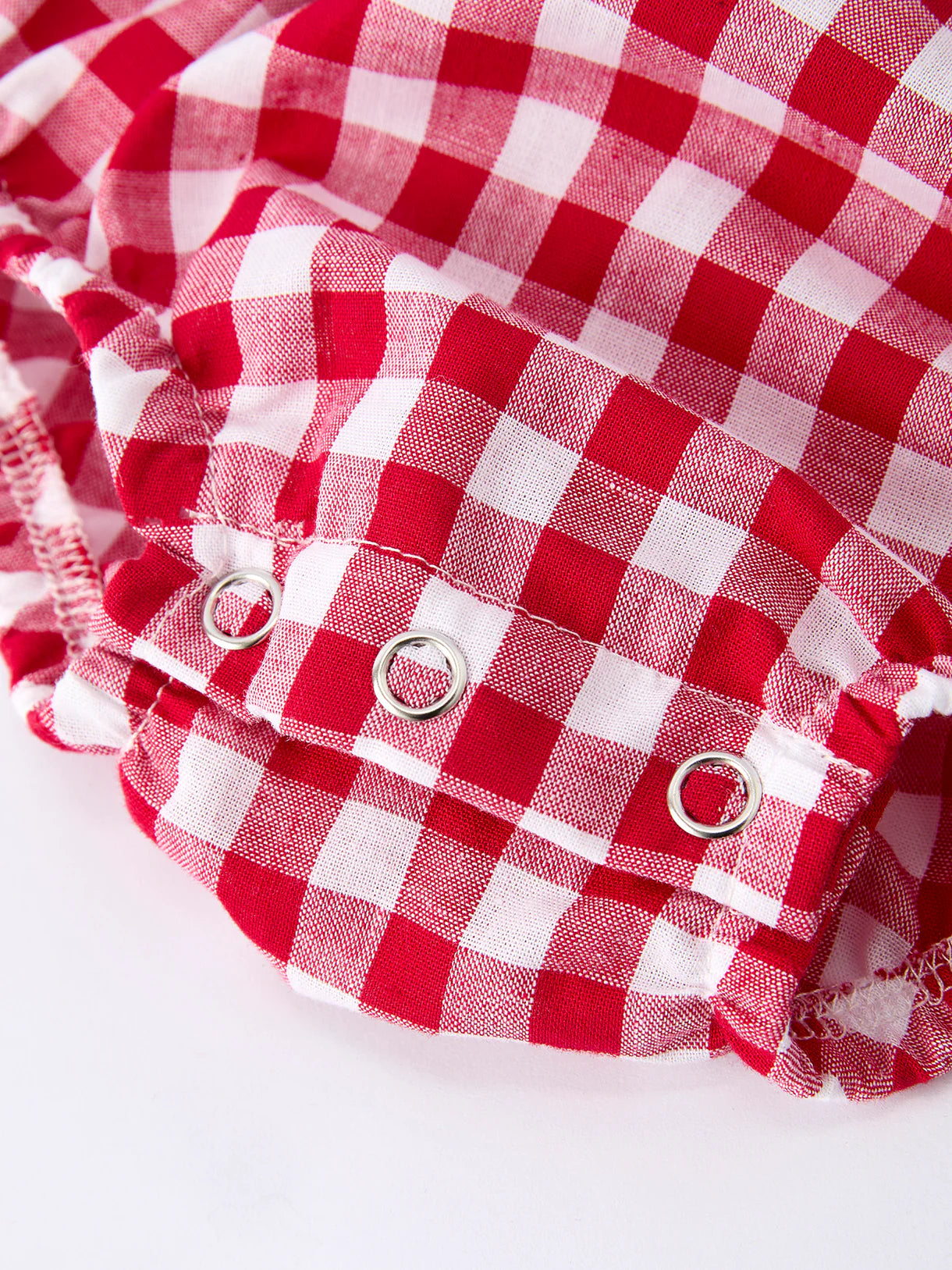 4th of July Flag Plaid Girls Peter Pan Collar Romper with Bow