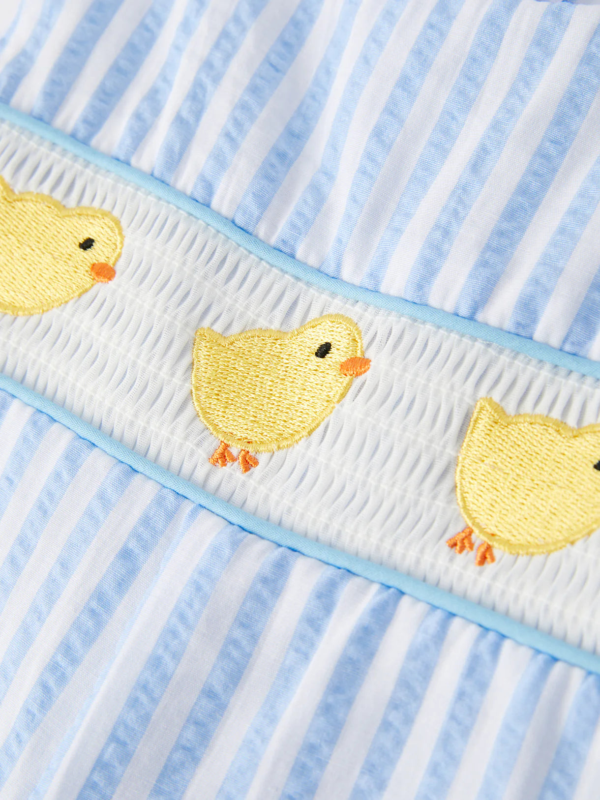 Spring & Summer Chicken Embroidery Blue Boy Romper