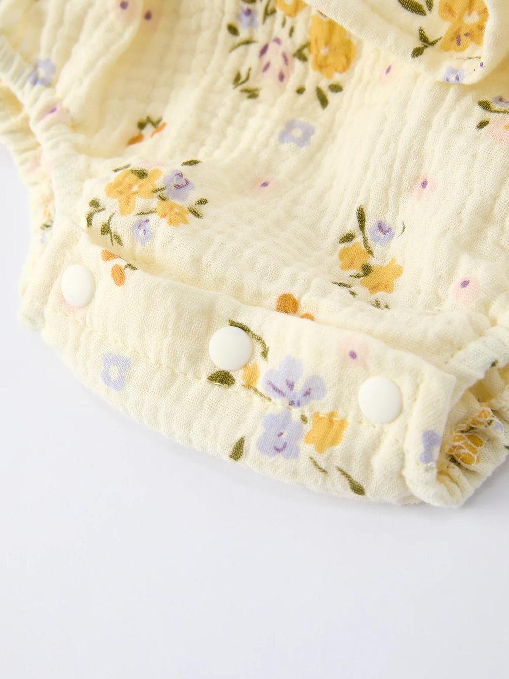 Muslin Floral Smocked Baby Romper with Matching Sun Hat