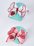 Strawberry Embroidered Girls Hairpin – 4 Inches
