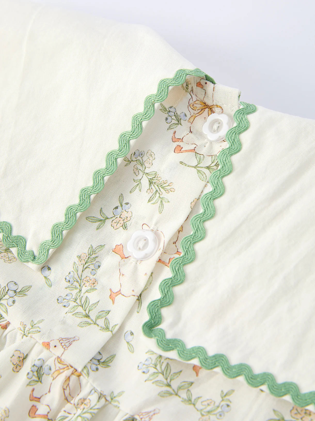 Vintage Floral Duck Embroidery Spring Girls Dress