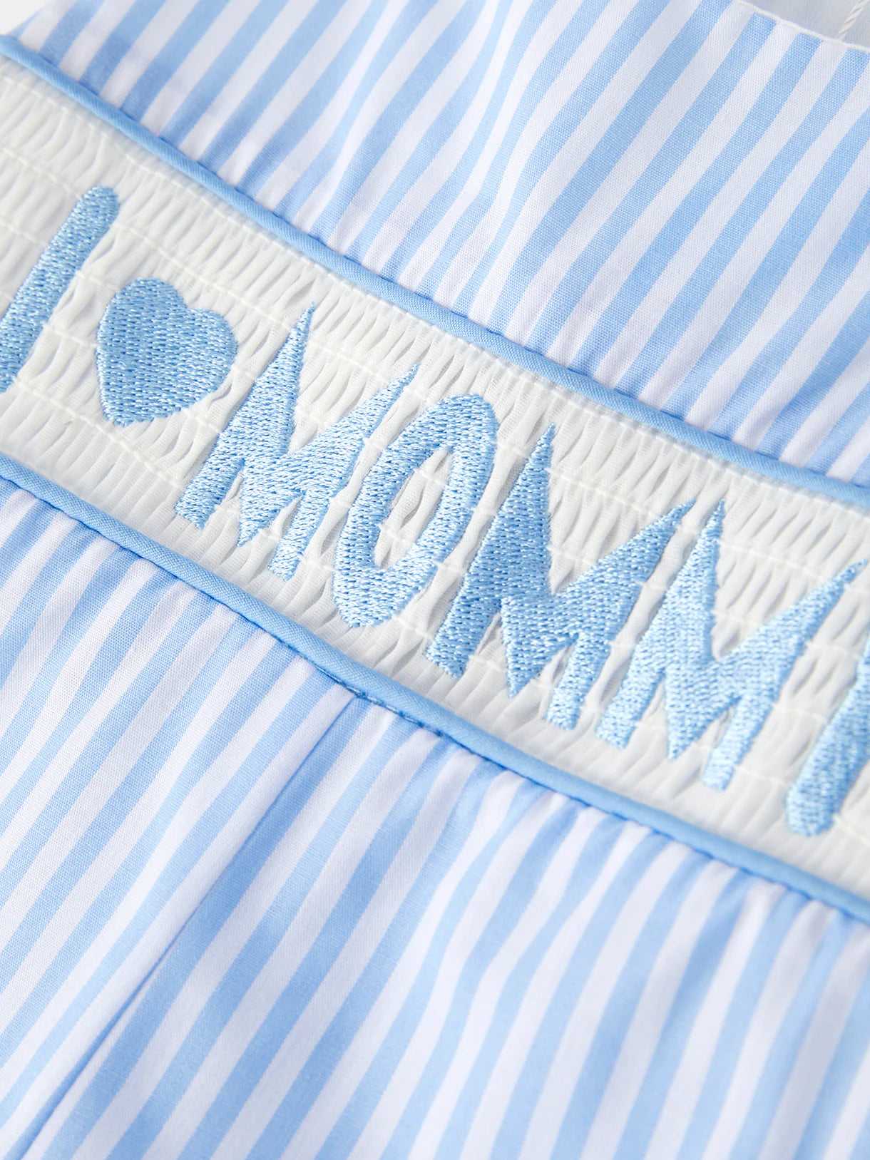 “I ❤ MOMMY” Embroidered Smocked Striped Baby Boys Romper