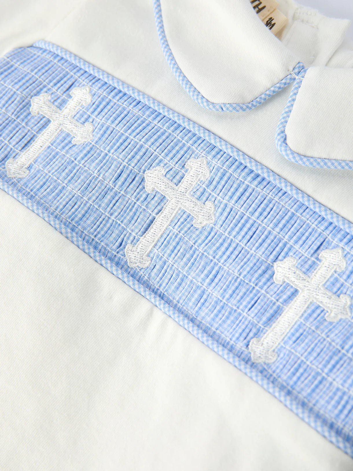 Blue Smocked Church Christening Bishop Bloomer Set for Baby Boys