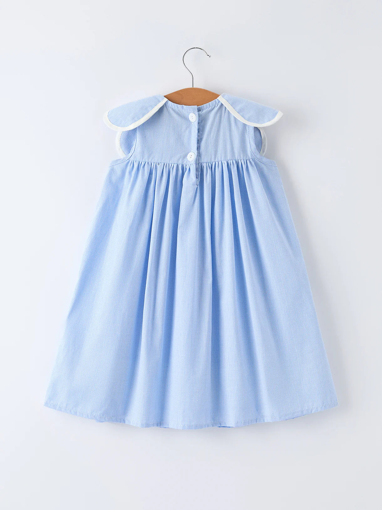 Blue Petal Peter Pan Collar Bishop Christening Dress for Girls