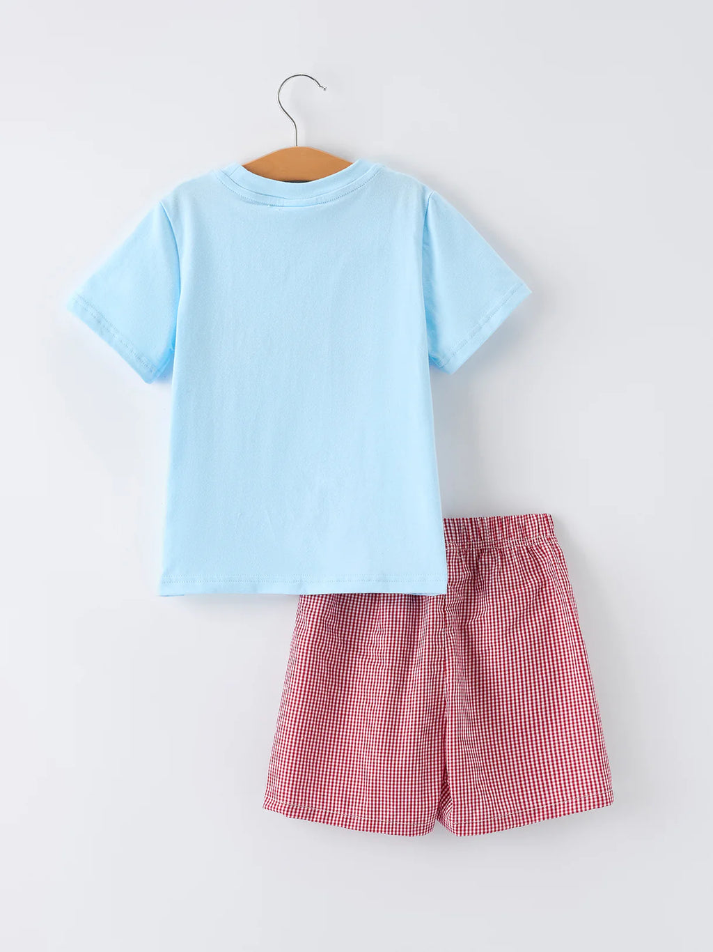 Crab Appliqué Boy Top and Plaid Shorts Set