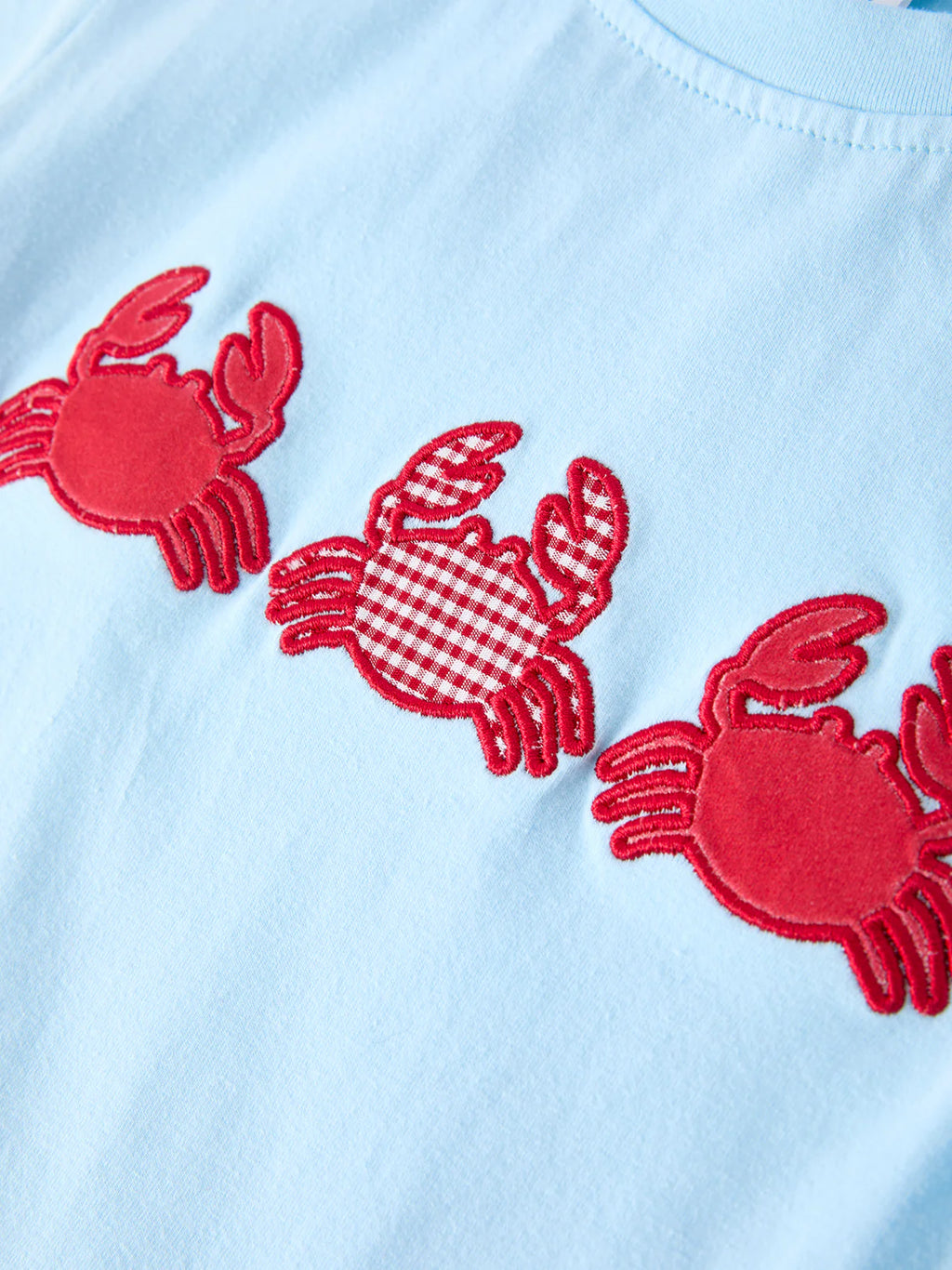 Crab Appliqué Boy Top and Plaid Shorts Set