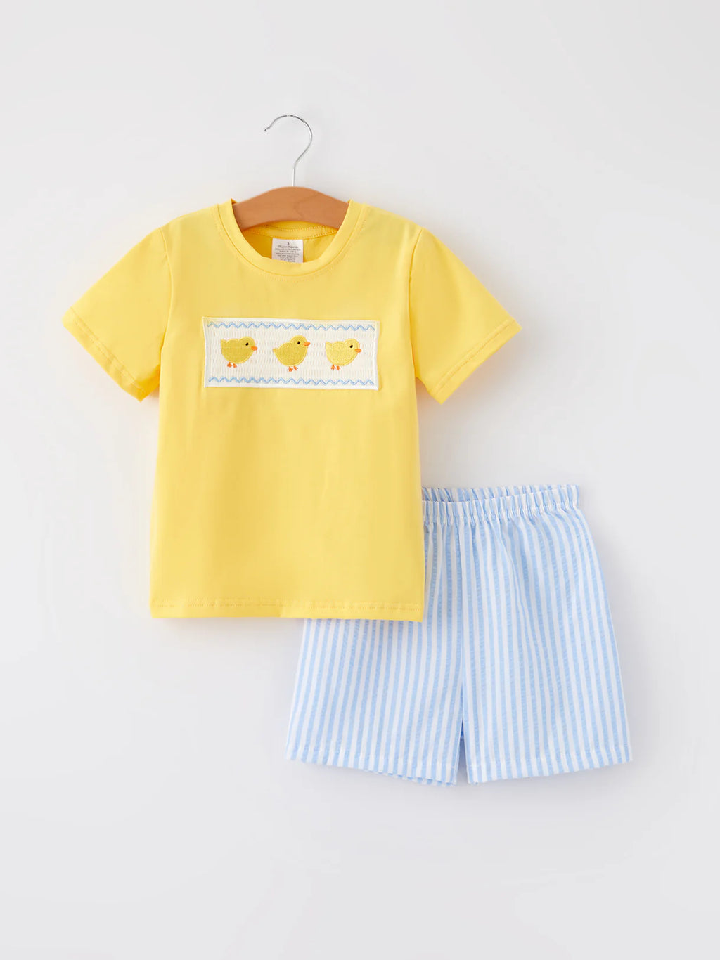 Spring & Summer Embroidered Chicken Short Sleeve and Shorts Set for Boys