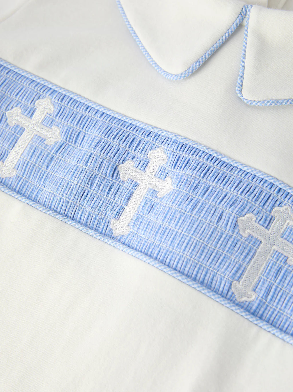 Blue Smocked Church Christening Bishop Set for Toddler Boys