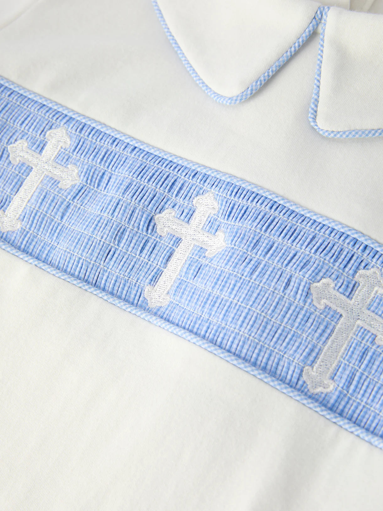 Blue Smocked Church Christening Bishop Set for Toddler Boys