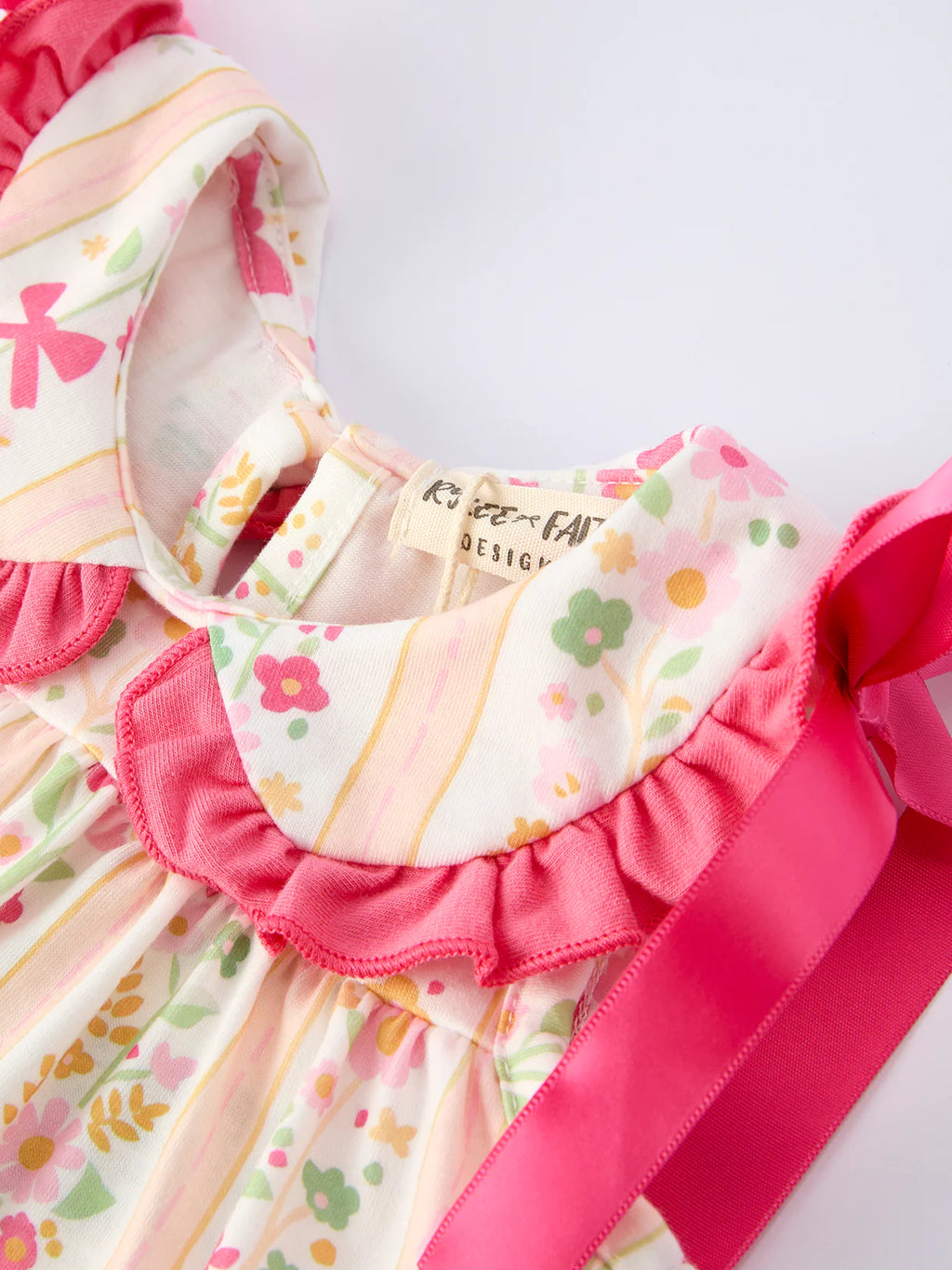 Spring Floral Bow Ruffle Girls Bloomer Set