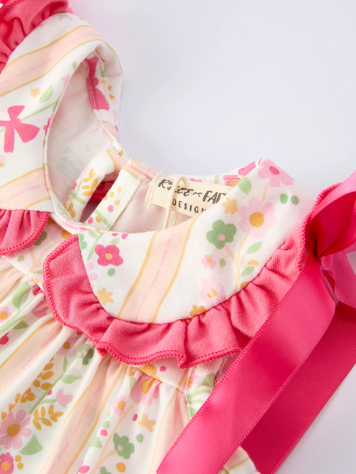 Spring Floral Bow Ruffle Girls Bloomer Set