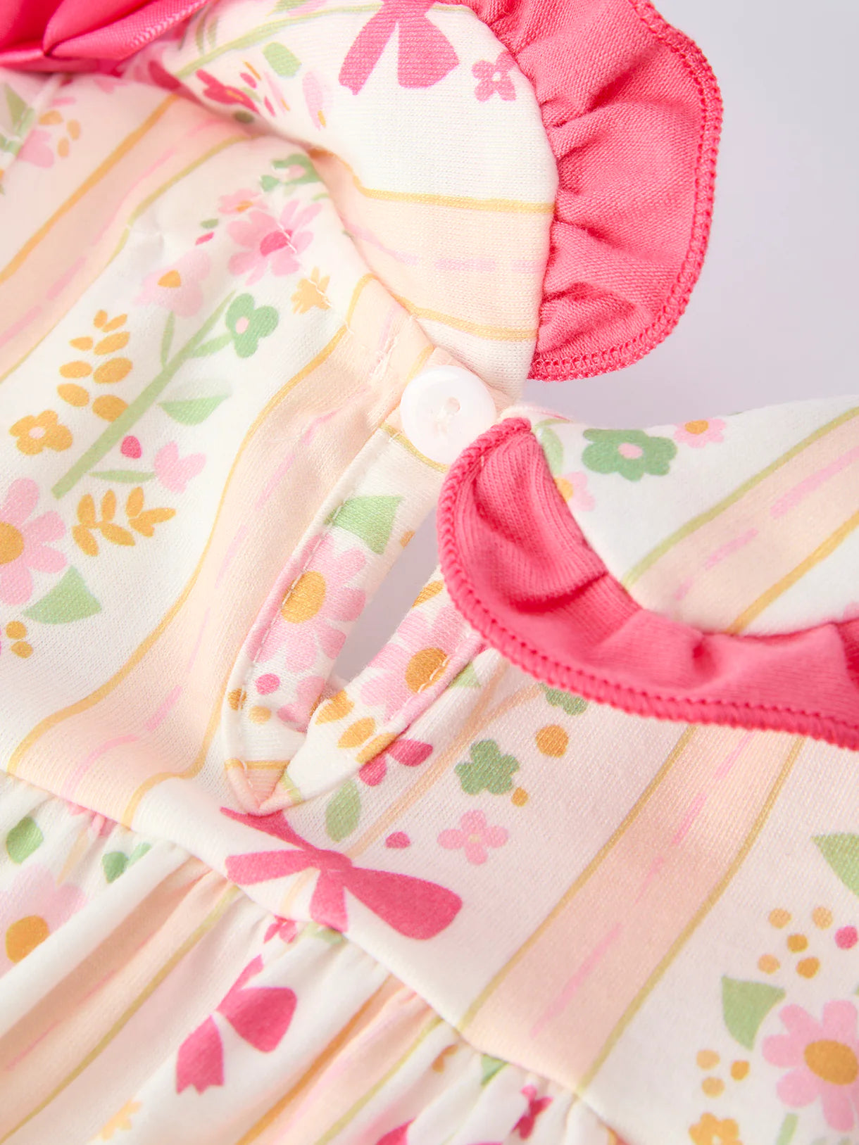 Spring Floral Bow Ruffle Girls Bloomer Set