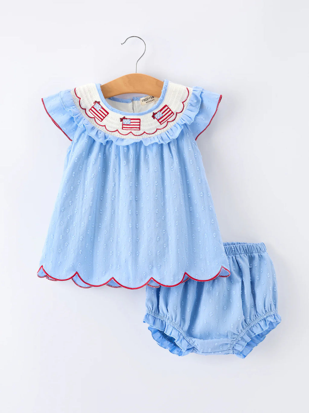 4th of July Flag Girls Bloomer Set with Ruffle Collar
