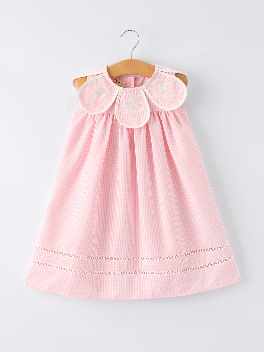 Pink Smocked Church Christening Bishop Dress for Girls