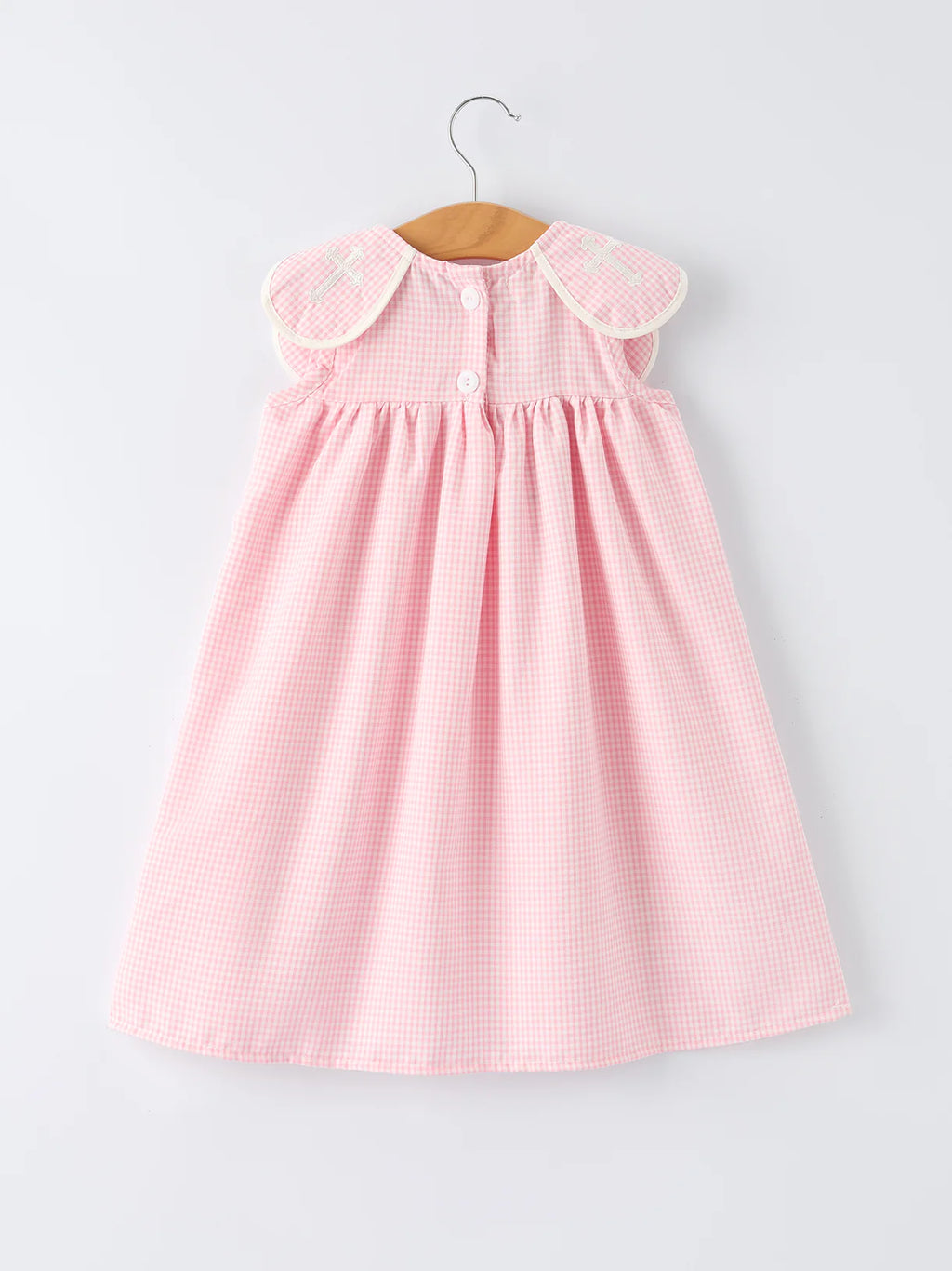 Pink Smocked Church Christening Bishop Dress for Girls
