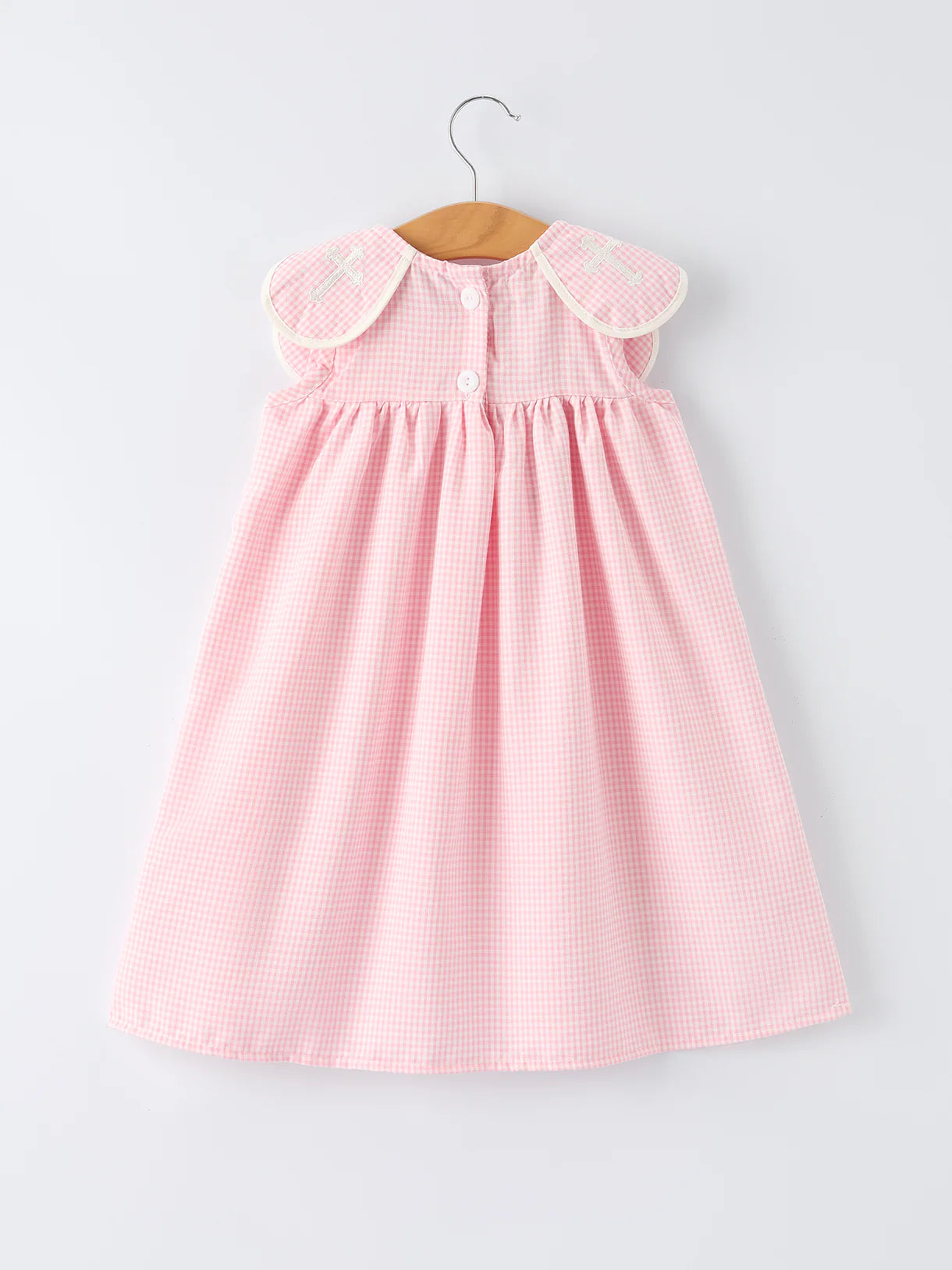 Pink Smocked Church Christening Bishop Dress for Girls
