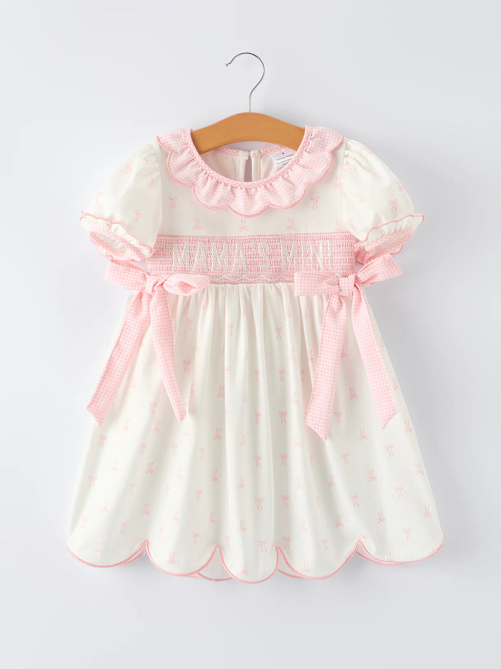 “MAMA’S MINI” Smocked Bow Ruffle Dress