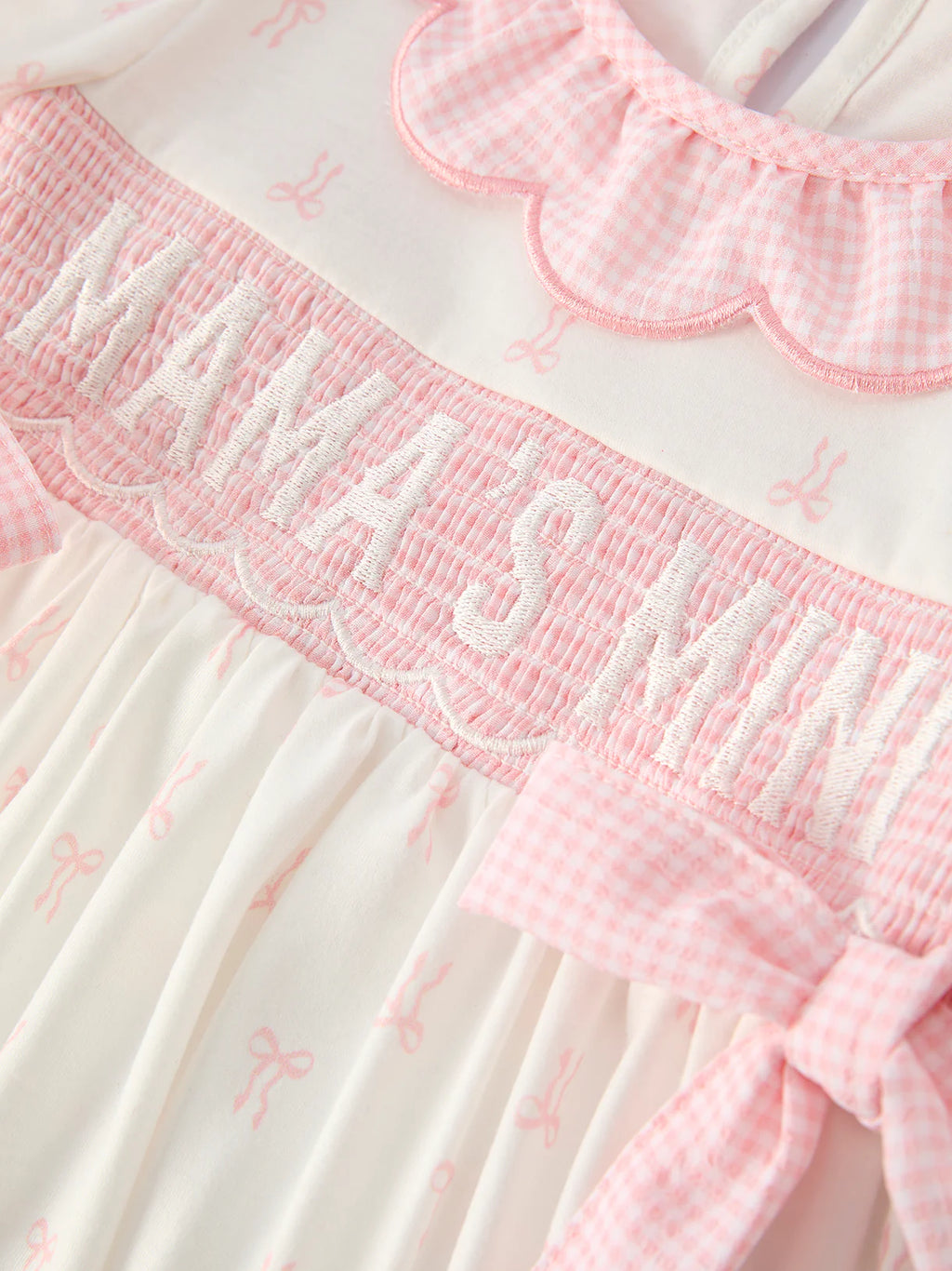 “MAMA’S MINI” Smocked Bow Ruffle Dress