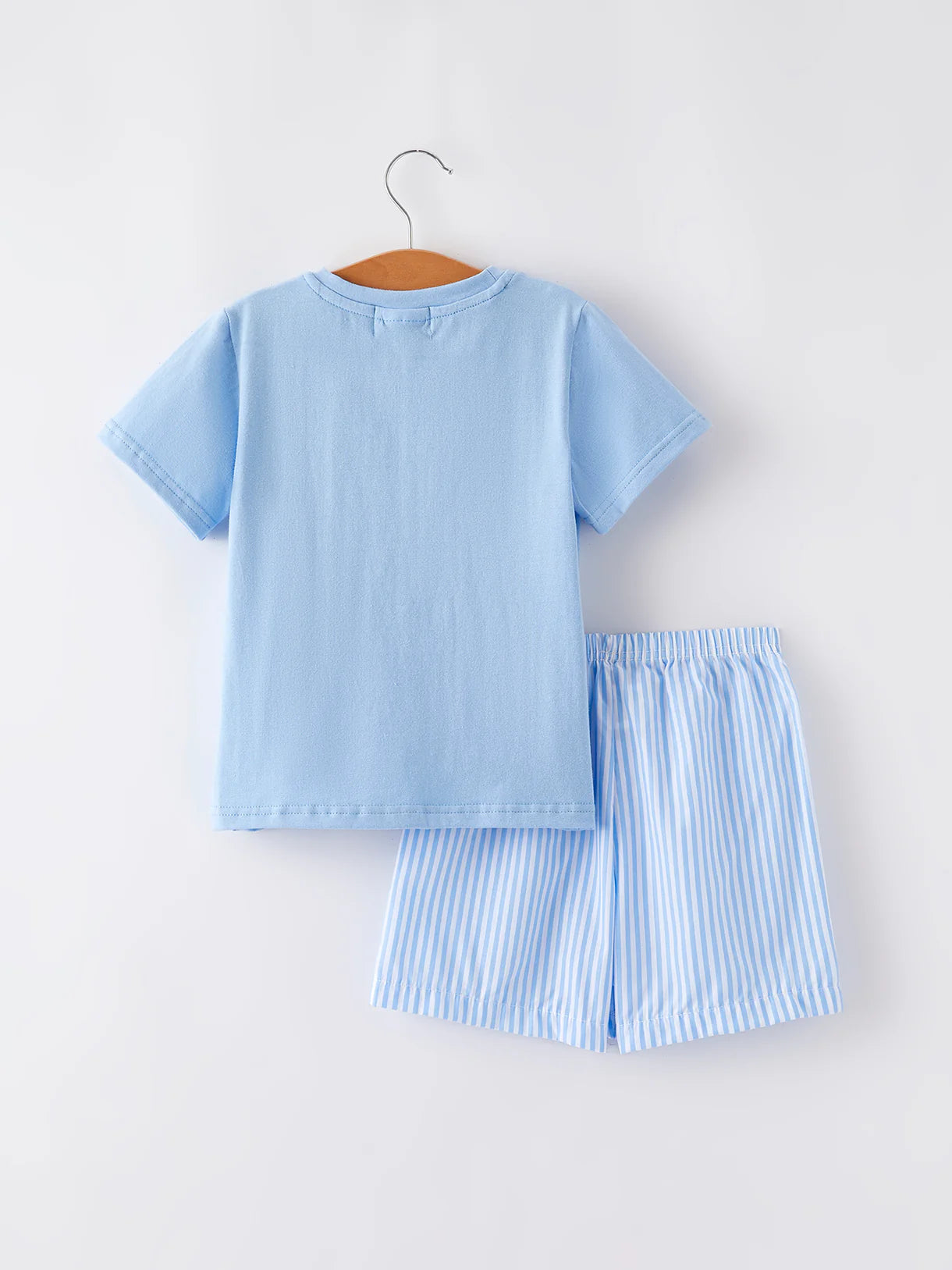 “I ❤ MOMMY” Embroidered Smocked Baby Boys Striped Shorts Set