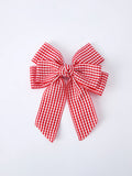 Red and white Plaid Girls Hairpin- 4 Inches