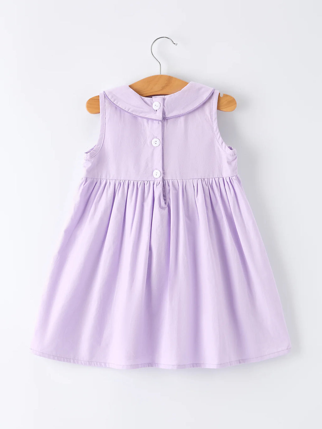 Floral Embroidered Girls Dress with Lavender Peter Pan Collar