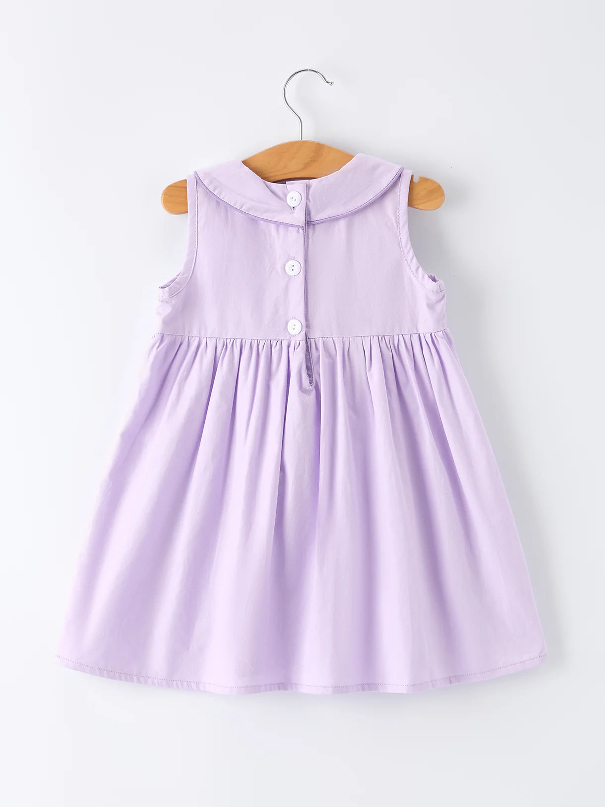 Floral Embroidered Girls Dress with Lavender Peter Pan Collar