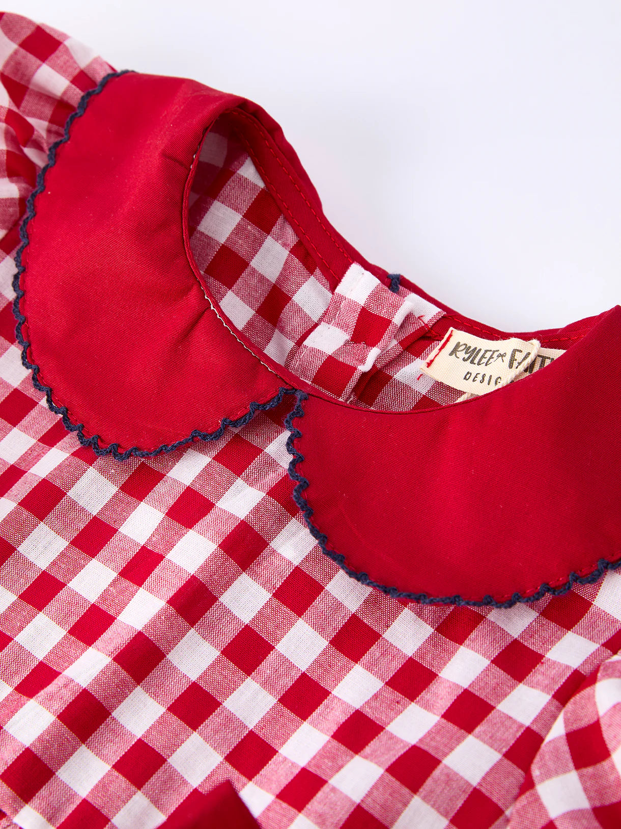 4th of July Flag Plaid Girls Peter Pan Collar Dress with Bow