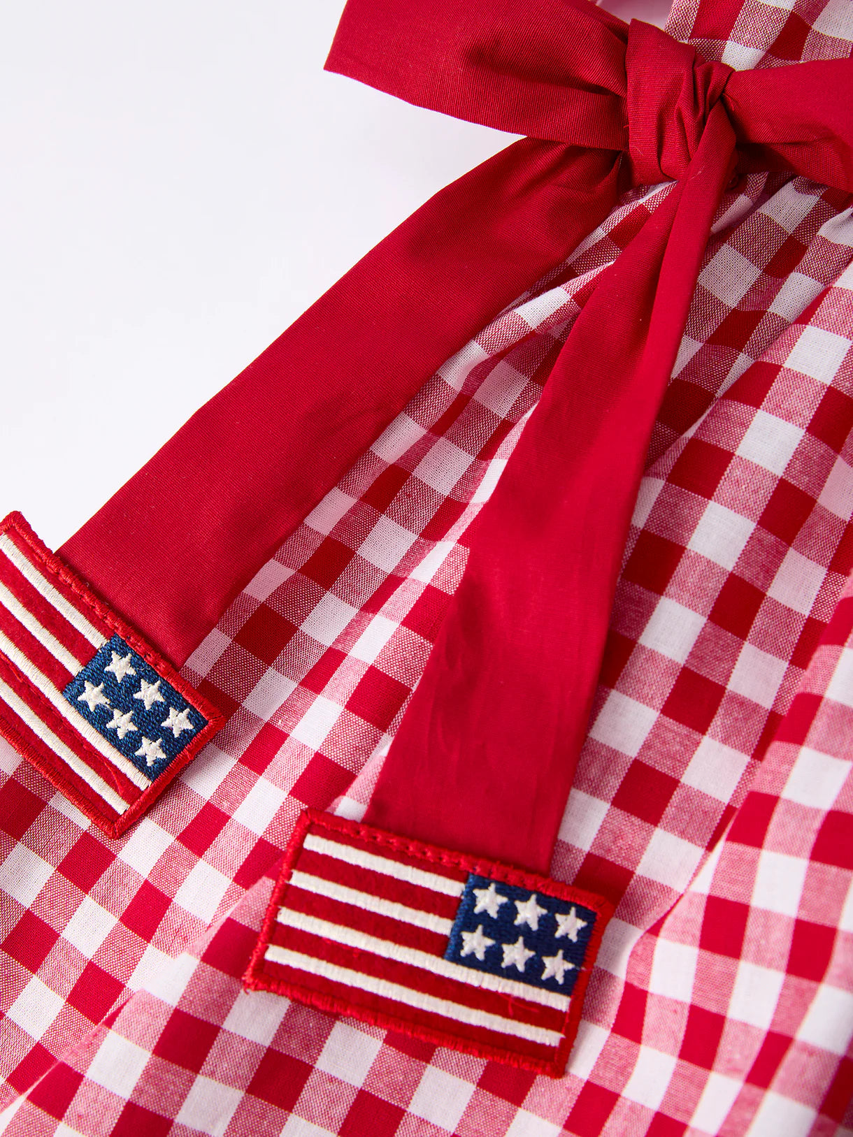 4th of July Flag Plaid Girls Peter Pan Collar Dress with Bow