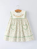 Vintage Floral Duck Embroidery Spring Girls Dress