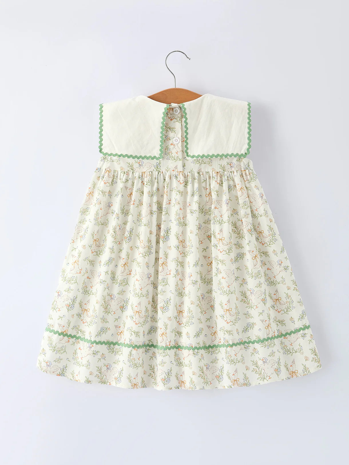 Vintage Floral Duck Embroidery Spring Girls Dress
