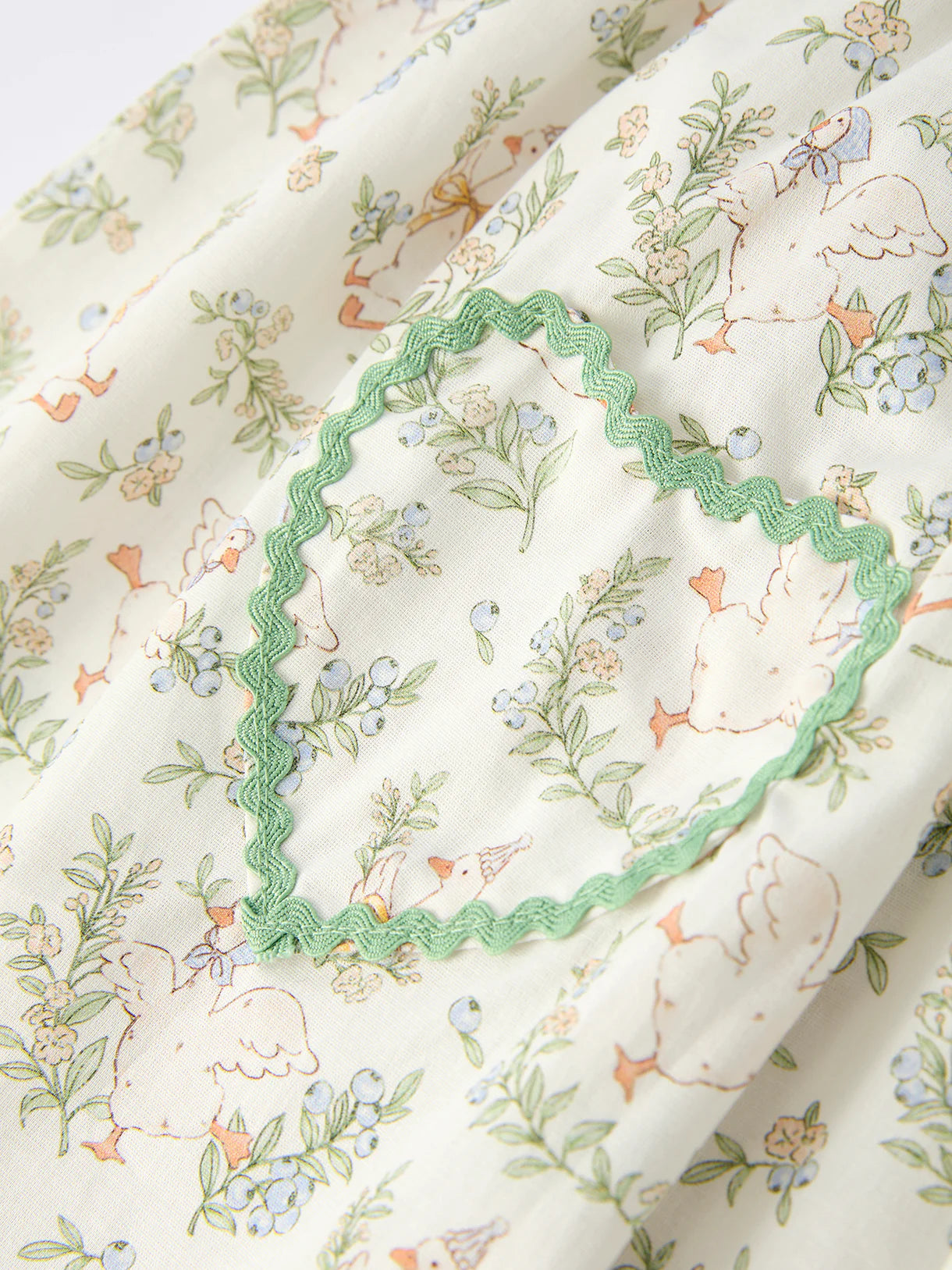 Vintage Floral Duck Embroidery Spring Girls Dress